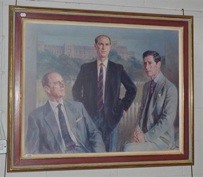 Lot 1092 - After June Mendoza, ''The Three Princes'', oliograph, 79.5cm by 100cm
