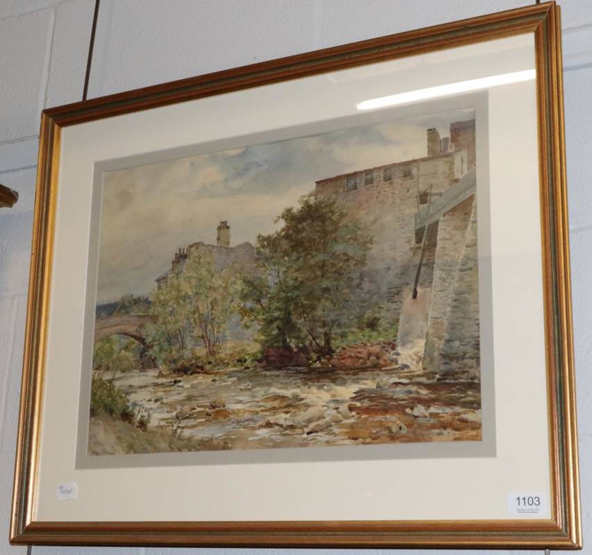 Lot 1103 - ~ Frederick 'Fred' Stead ARCA (1863-1940) River townscape, signed watercolour, 36cm by 51cm