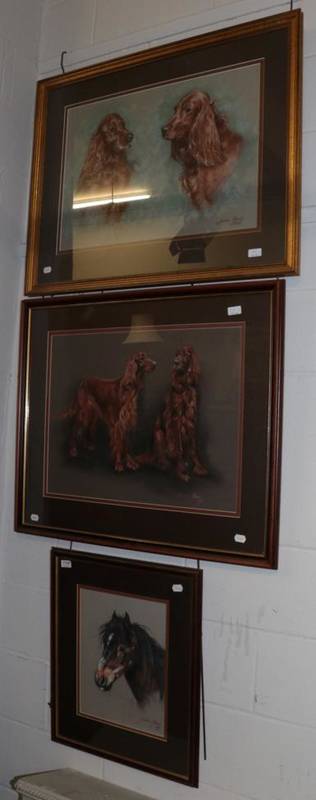 Lot 1106 - ~ Susan Maud (20th/21st century) Red Setter, signed and dated 2008, pastel: together with...