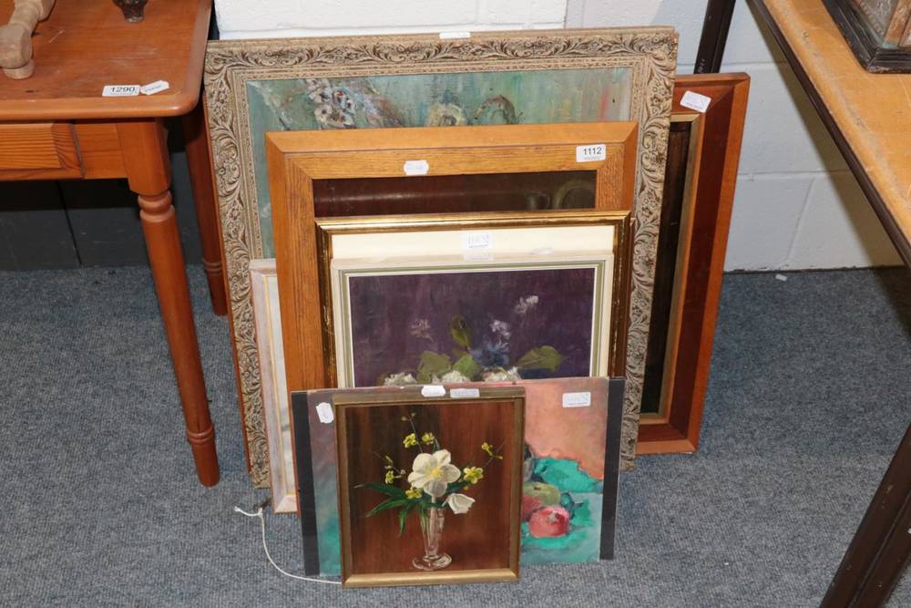 Lot 1112 - ~ A collection of various still life studies of flowers, 19th/20th century, oils and...