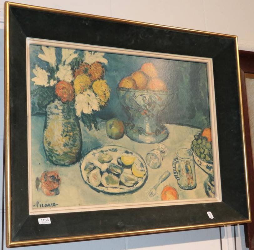Lot 1135 - After Picasso, Still life with oysters, print, 53cm by 73cm