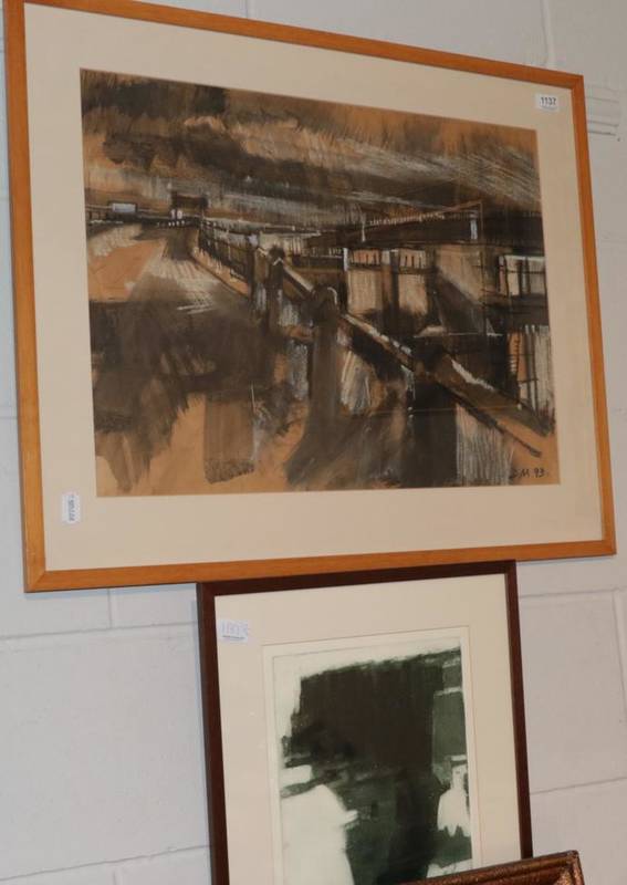 Lot 1137 - David Morris (contemporary), Bridge construction A1 M, initialled and dated (19) 93, mixed...