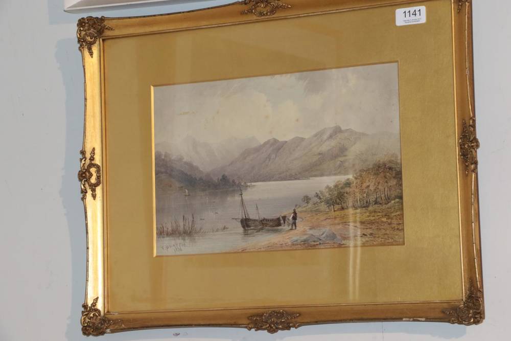 Lot 1141 - F Beattie (19th century), highland loch scene, signed and dated 1876, watercolour