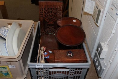 Lot 1155 - A rosewood book slide; a pair of candle stands; boxes etc