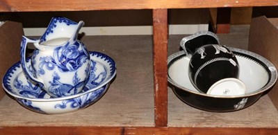 Lot 1175 - A flow blue jug and bowl in ''Stratford'' pattern; and another printed with Greek figures