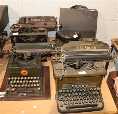 Lot 1209 - ~ Five early 20th century manual typewriters