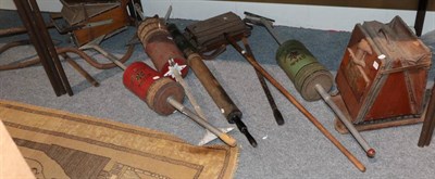 Lot 1210 - ~ An interesting collection of early vacuum cleaners to include: a Ewbank Royal carpet sweeper;...