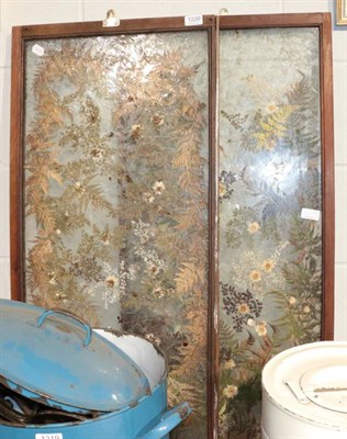 Lot 1220 - ~ A pair of large Edwardian pressed flora and fern displays, framed and glazed, 92cm by 42cm (2)