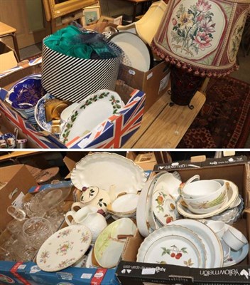 Lot 1230 - Six boxes of household ceramics and glass including Evesham dinnerware's, together with a ruby...