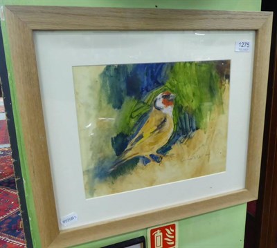 Lot 1275 - Emerson Mayes (b.1972), Glimpse of a Goldfinch, signed and dated 2011, oil on board, 24cm by 30cm