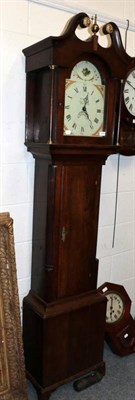 Lot 1304 - ~ A George III Welsh oak 30 hour longcase clock, B Rice, Neath, painted arch Roman dial with...