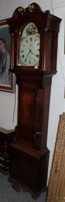 Lot 1306 - ~ A George III oak and mahogany 30 hour longcase clock, Wm. Jones, Llanfyllin, painted arch...