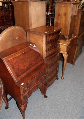 Lot 1324 - An early 20th century walnut Queen Anne style bureau