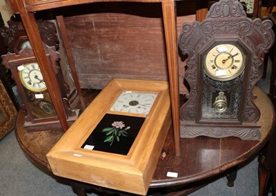 Lot 1325 - ~ An American Jerome & Co 8 day clock; with another similar; together with three American...