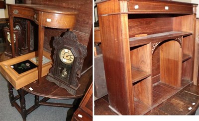 Lot 1326 - A late Victorian mahogany kidney shaped desk; a mahogany bookcase (adapted); and an oak gateleg...