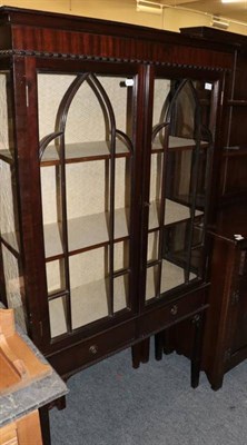 Lot 1341 - An early 20th century mahogany display cabinet; a late Victorian music cabinet; and a...