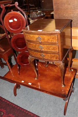 Lot 1344 - A reproduction mahogany coffee table; a three tier folding cake stand; and a reproduction...