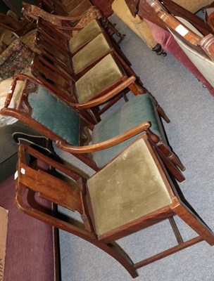 Lot 1365 - ~ A quantity of chairs to include: an early 20th century framed rocking chair with spindle back...