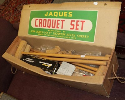 Lot 1390 - A Jacques croquet set, in pine and cardboard original box