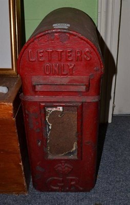 Lot 1401 - ~ A. Handydside & Co, Derby & London, a red painted dome top letter box, the top stamped...