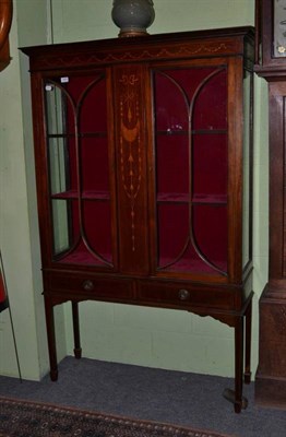 Lot 1408 - Edwardian inlaid mahogany display cabinet, 110cm wide