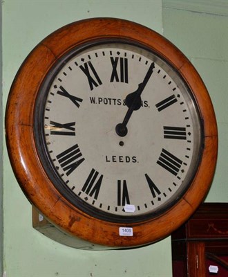 Lot 1409 - ~ A Victorian oak cased public clock, W. Potts & Sons, Leeds, Roman dial, single fusee...