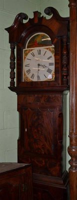 Lot 1416 - ~ A Victorian mahogany 30 hour longcase clock; Halifax, painted arch Roman dial with religious...