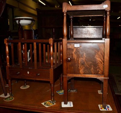 Lot 1425 - A 19th century mahogany tray-top bed side cupboard, 82cm high; and a late George III mahogany...