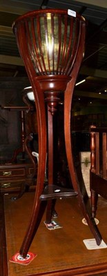 Lot 1426 - Edwardian mahogany and satinwood banded jardinere, with removable brass liner, 101cm high