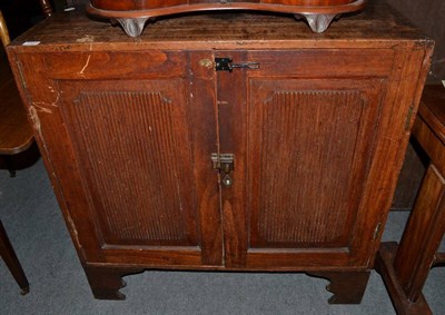 Lot 1443 - Early 19th century oak double door cupboard with reeded panel doors, 96cm wide