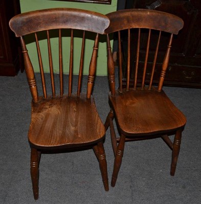 Lot 1457 - Set of six 19th century spindle back and elm seated kitchen chairs