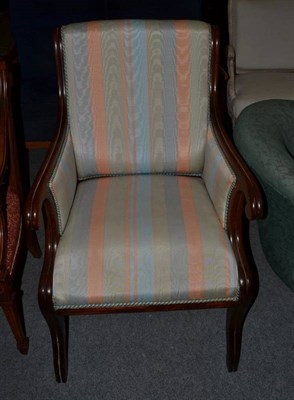 Lot 1473 - Victorian mahogany armchair recovered in striped fabric