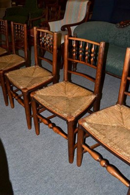 Lot 1475 - A set of six rush seated chairs