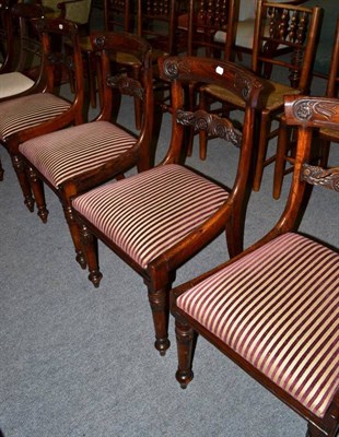 Lot 1476 - A set of four William IV rosewood dining chairs with drop-in seats; together with a pair of Regency