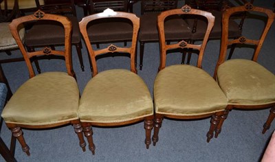 Lot 1485 - Set of four Victorian walnut dining chairs, circa 1880