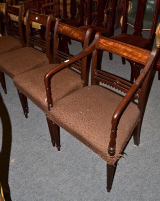 Lot 1486 - Set of four Regency mahogany and ebony strung dining chairs including one carver