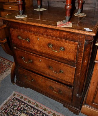 Lot 1504 - An 18th century oak and mahogany three drawer straight fronted chest of drawers, 78cm wide