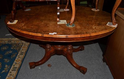 Lot 1511 - Victorian burr walnut and marquetry inlaid oval breakfast table, 134cm diameter