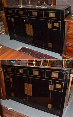 Lot 1515 - A pair of Chinese black lacquered sideboards