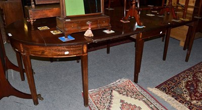 Lot 1521 - George III mahogany D-end dining table with three additional leaves, 287cm extended