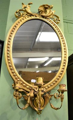 Lot 1556 - Victorian gilt and gesso three branch girandole, 90cm high