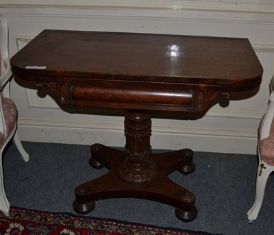 Lot 1578 - William IV mahogany fold-over tea table, 91cm wide