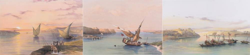 Lot 2 - After David Roberts RA (1796-1864) ''Approach to the fortress at Ibrim'' ''The Rock of the...