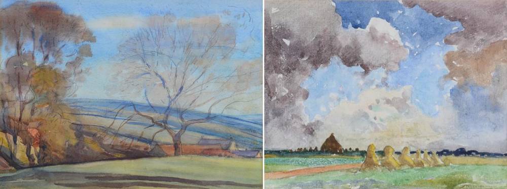 Lot 18 - Mark Senior NPS (1864-1927) ''Landscape, Hinderwell'' Pencil and watercolour, together with a...