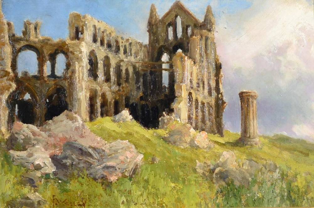 Lot 19 - Stephen Frank Wasley (1848-1934) Abbey Ruins Signed, oil on canvas, 32cm by 49.5cm