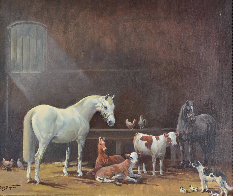 Lot 28 - Richard John Munro Dupont (1920-1977)  Stable Friends Signed, oil on canvas, 49cm by 59.5cm...