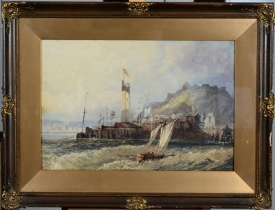 Lot 30 - Attributed to Henry Barlow Carter (1804-1868)  Choppy waters off Scarborough Harbour...