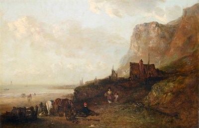 Lot 32 - Edward Robert Smythe (1810-1899) A busy Norfolk coastal scene Signed, oil on canvas, 50cm by 75cm