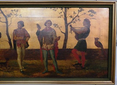 Lot 47 - Manner of Sir Edward Coley Burne-Jones (1833-1898) Minstrels amongst trees Oil on canvas, 46cm...