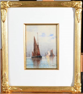 Lot 52 - Frederick James Aldridge (1850-1933) Shipping scene on calm waters Signed, watercolour, 15cm by...